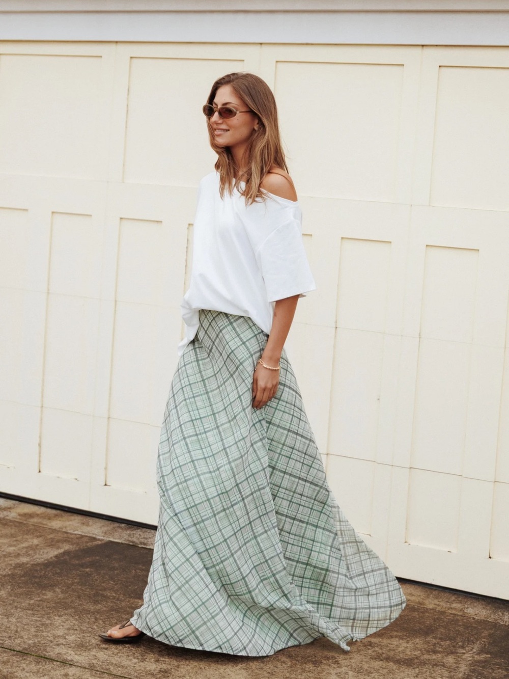 Petal & Pup Light Green Plaid Maxi Skirt